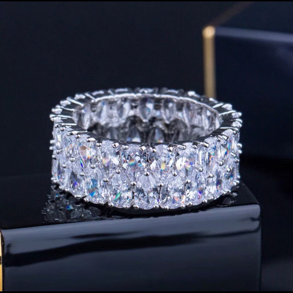 35k Cz Eternity Tear Drop Ring Cocktail Ring Statement Ring 68$